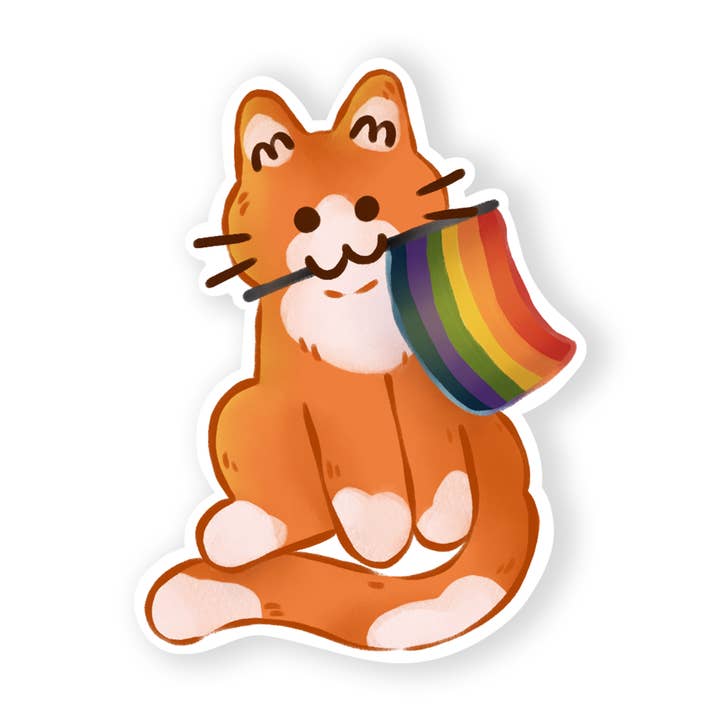 Autocollant Pride Flag Kitty pour la vente par The Stray Shop