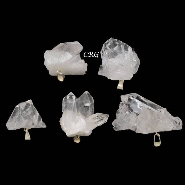 SET OF 5 - Crystal Druze Pendants from Brazil for wholesale by Crystal River Gems LLC