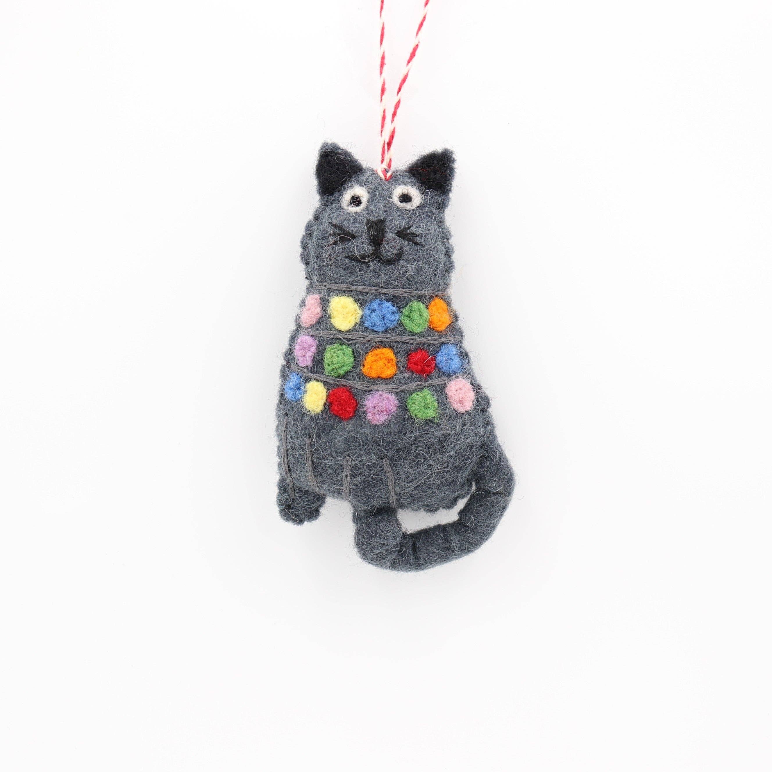Sparkle Being - Wholesale Ornament - Handmade Black Cat Wool Felt Ornament – Made in Nepal1