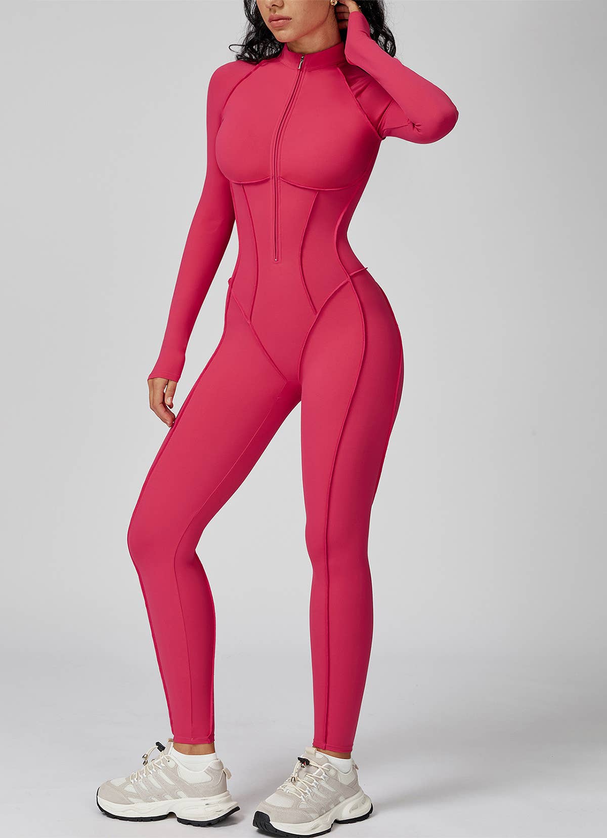 Crave by FW - Wholesale Unitard - Women's - Long Sleeve Zip Front Sport Jumpsuits One Yoga Rompers14