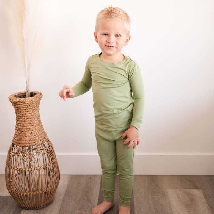 Moss Green Bamboo 2-Piece Set Toddler Pajamas for wholesale by Will & Charlie Shop