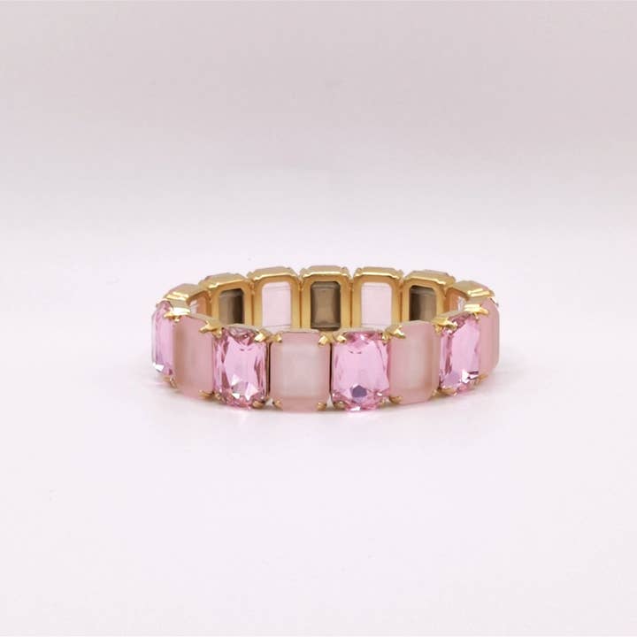 Elastische Lux achthoekige stenen armbanden Sat & Sat Mix -Lr Mix voor wholesale door QUÉ MÁS JEWELS