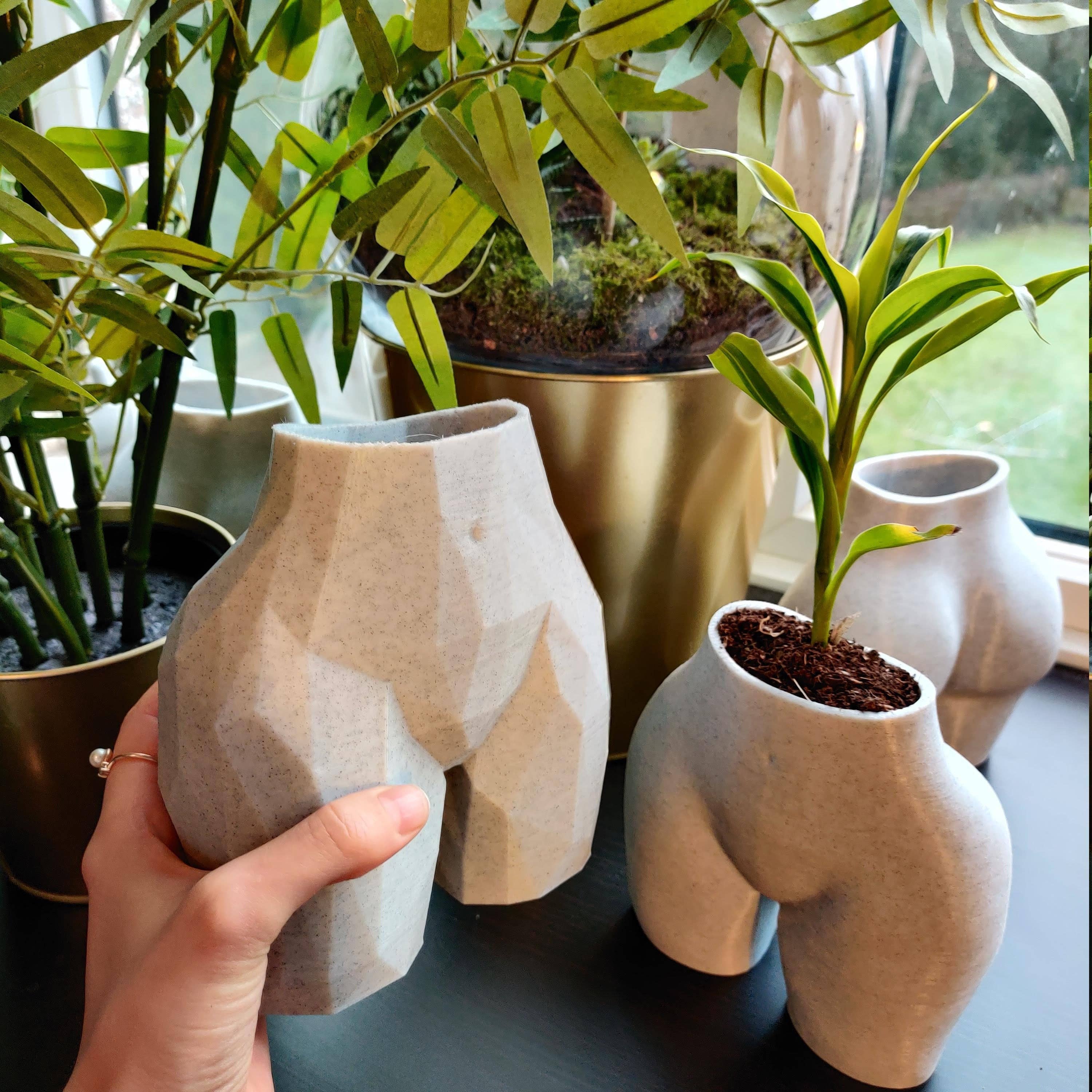 alterly – Engroshandel Vase – Geometrisk Booty Vase - 3D Trykt plast, Marmor3