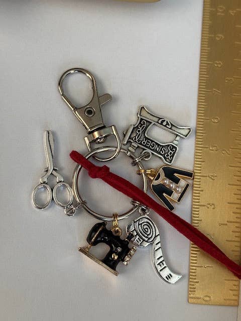 Miss DJ Angel – wholesale Keychain – Women's – Fashion designer keychain, scissors keychain, tape measure sewing machine, gift for designer, kawaii sewing charm.4