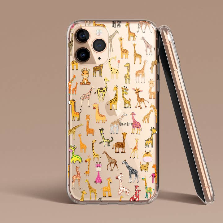 Gennemsigtigt telefoncover med giraffer til iPhone- og Samsung Galaxy-modeller for engroshandel hos Urban Lithe