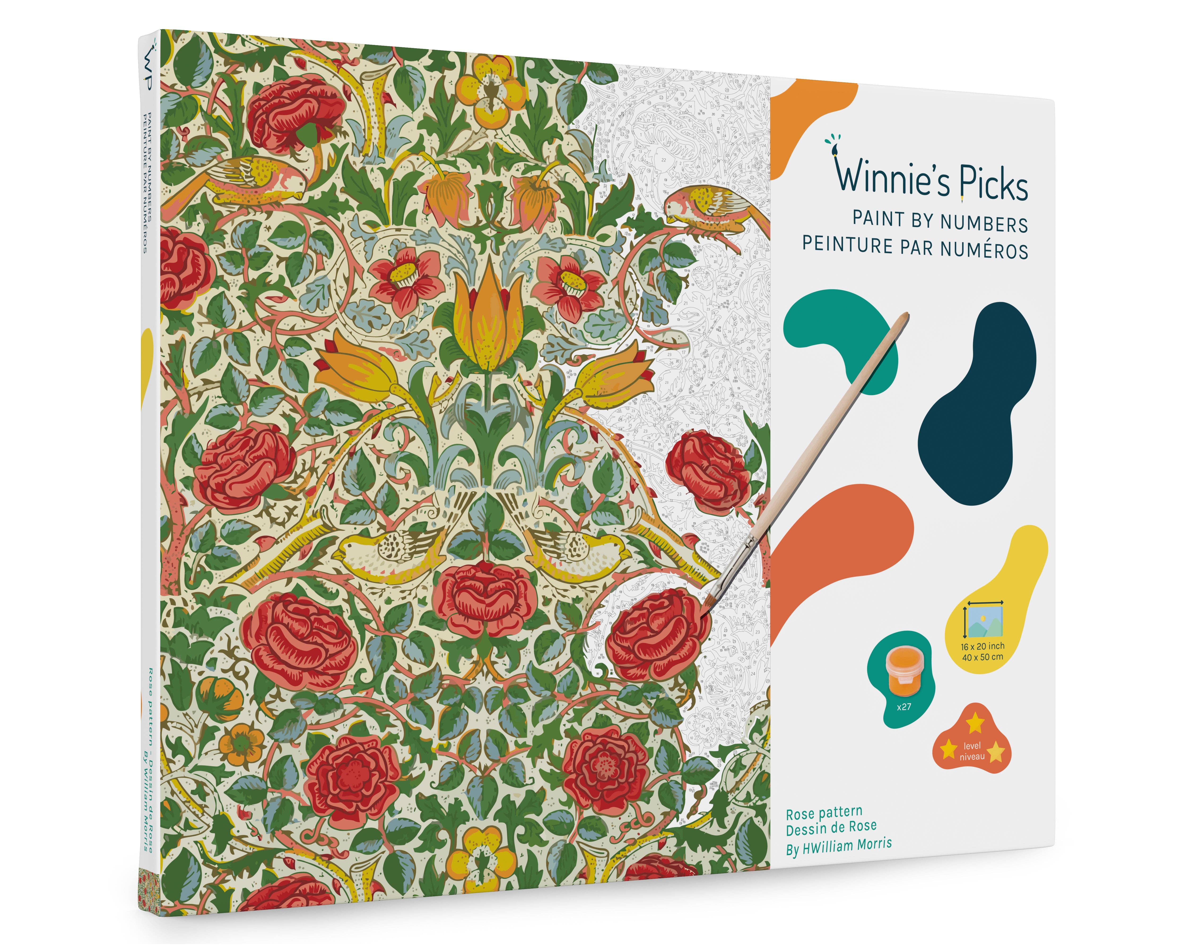 Winnie's Picks - Wholesale DIY Craft Kit - Rose pattern, by William Morris - DIY Paint by Numbers - Gift 20250
