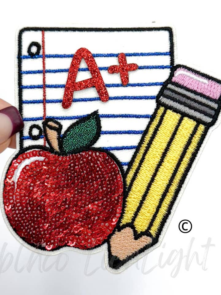 A+ glitter embroidery patch iron on for wholesale by ABLNco