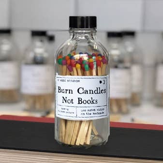 Fly Paper Products - Wholesale Matches - Burn Candles Not Books Rainbow or Black Safety Match Bottle 1
