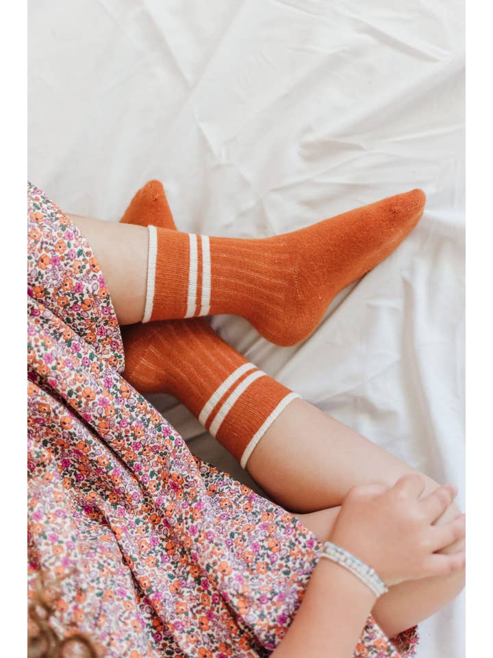 This Little Piggie Co. – wholesale Socks – Child – Striped Sock Burnt Orange1