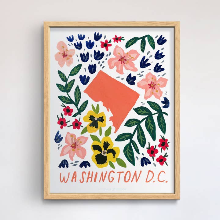 Washington DC American Gouache Print for wholesale by 50 States of Beauty