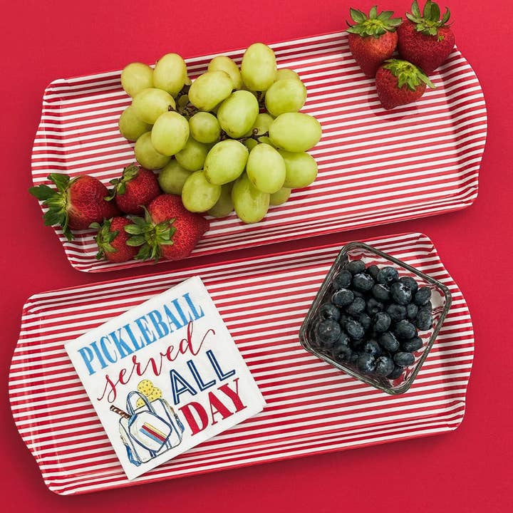 Sprinkles & Confetti Party Supplies - Wholesale Serving Tray - Red Stripe Melamine Multi Purpose Party Tray for Appetizers & Desserts8