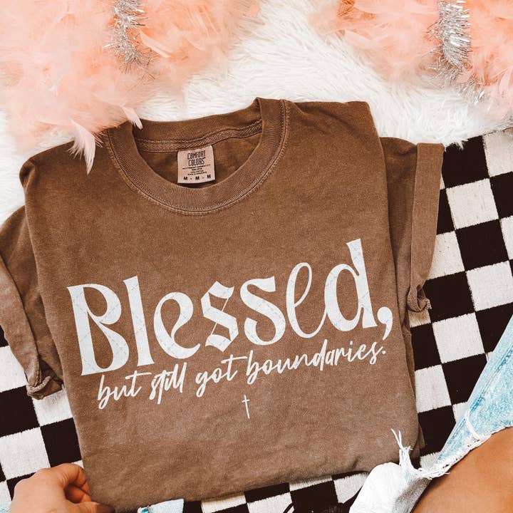 Blessed Still Got Boundaries Short Sleeve Shirt for wholesale by Blazing Oaks Clothing Company