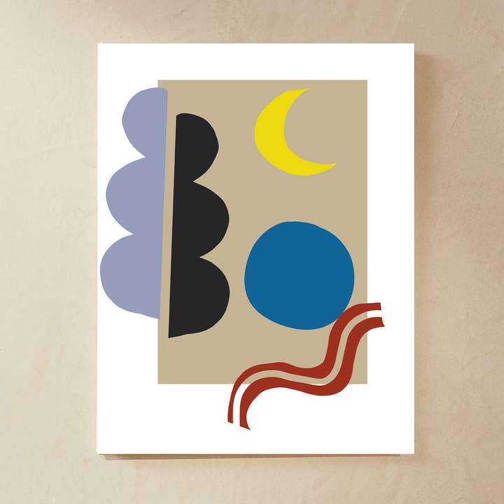 Modern Art Geometric Shapes and the Moon Art Print for wholesale by Honora Papers