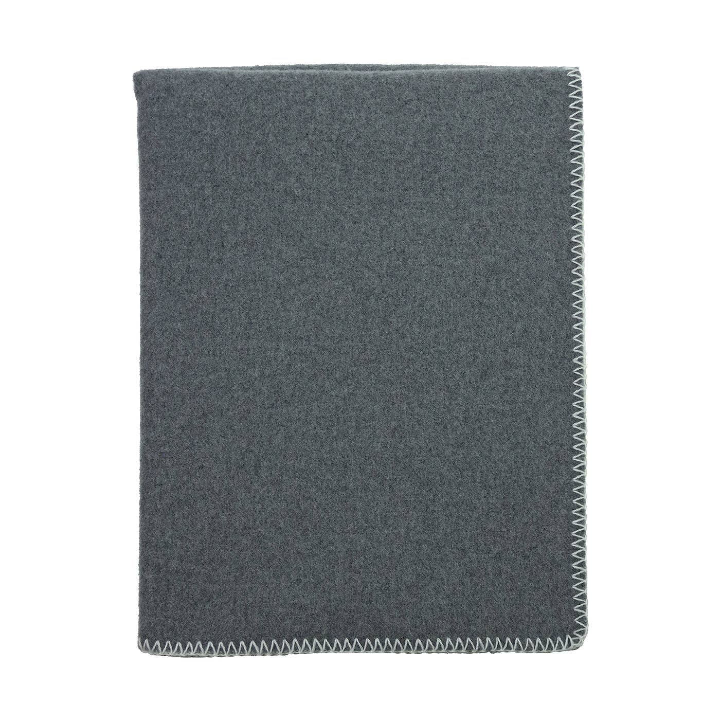 Giardino Segreto - Wholesale Throw Blanket - Pure Wool Blanket PUNTO CAVALLO | Anthracite - Cream1