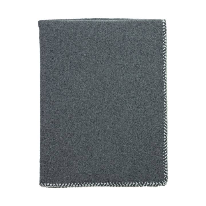 Giardino Segreto - Wholesale Throw Blanket - Pure Wool Blanket PUNTO CAVALLO | Anthracite - Cream1