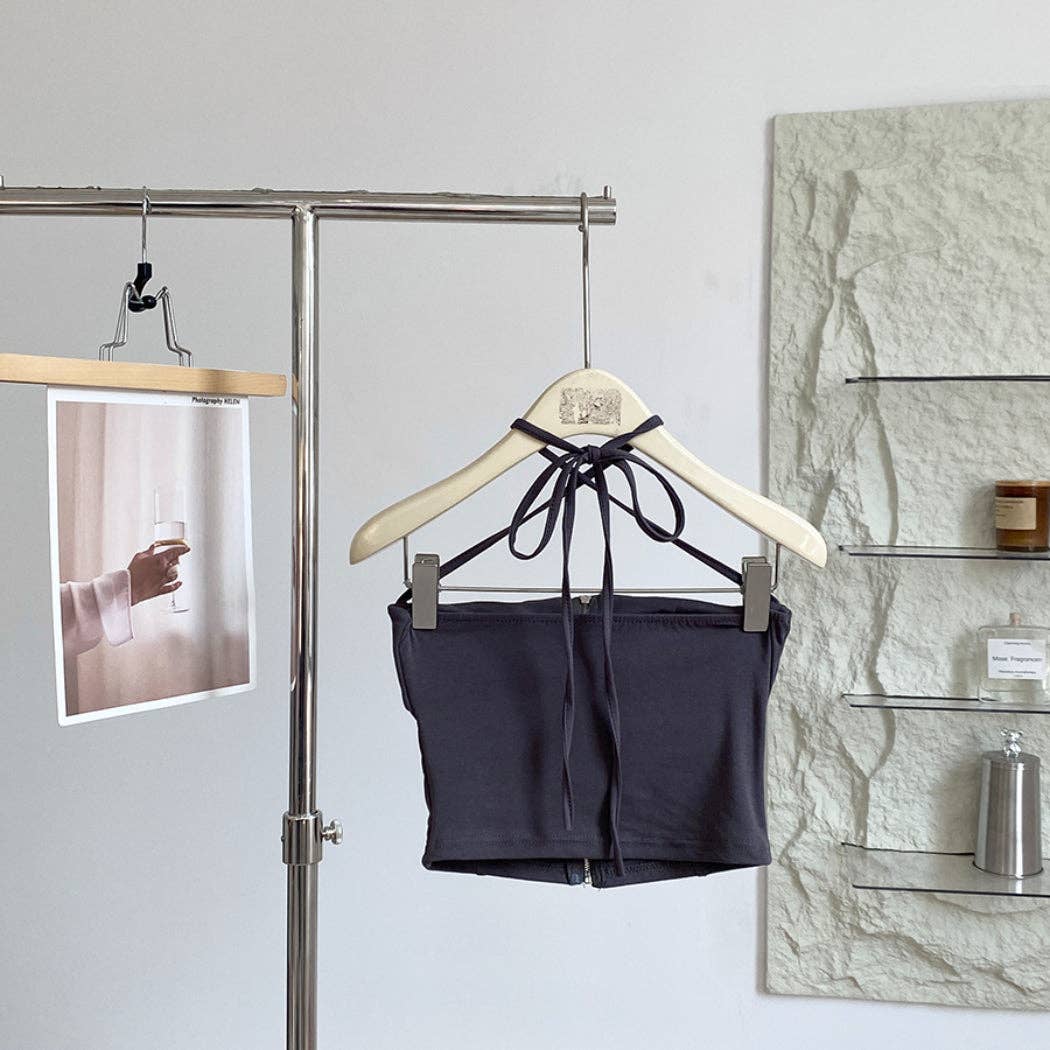 Funkyrel® Atzbranding Limited – Großhandel Bluse – Damen – Vesty - Ärmelloses Top mit Reißverschluss und Neckholder-Ausschnitt6