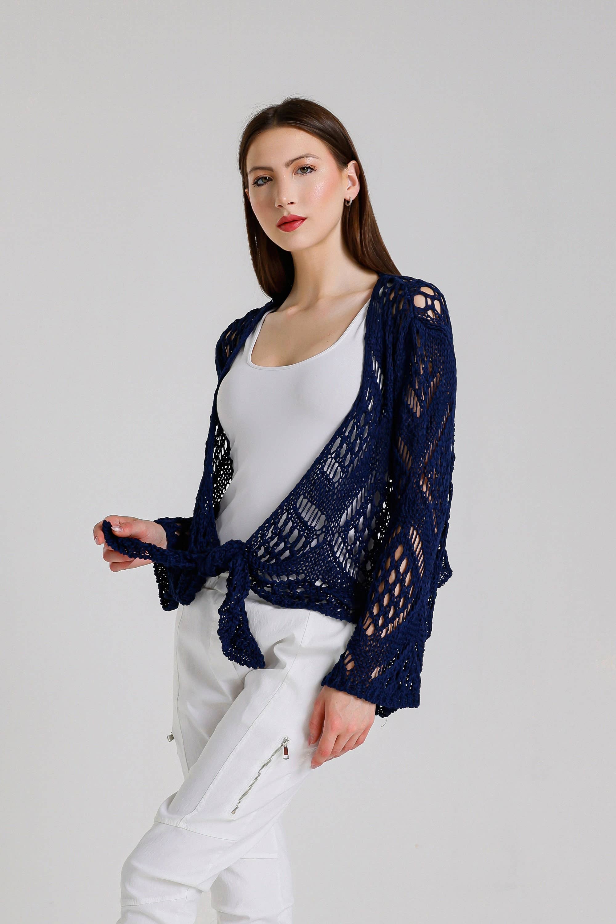 TINA Stephens Italy/Tees By Tina - Vente Cardigan – femme - Boléro Kandra en tricot ouvert à nouer sur le devant (CLS303)16