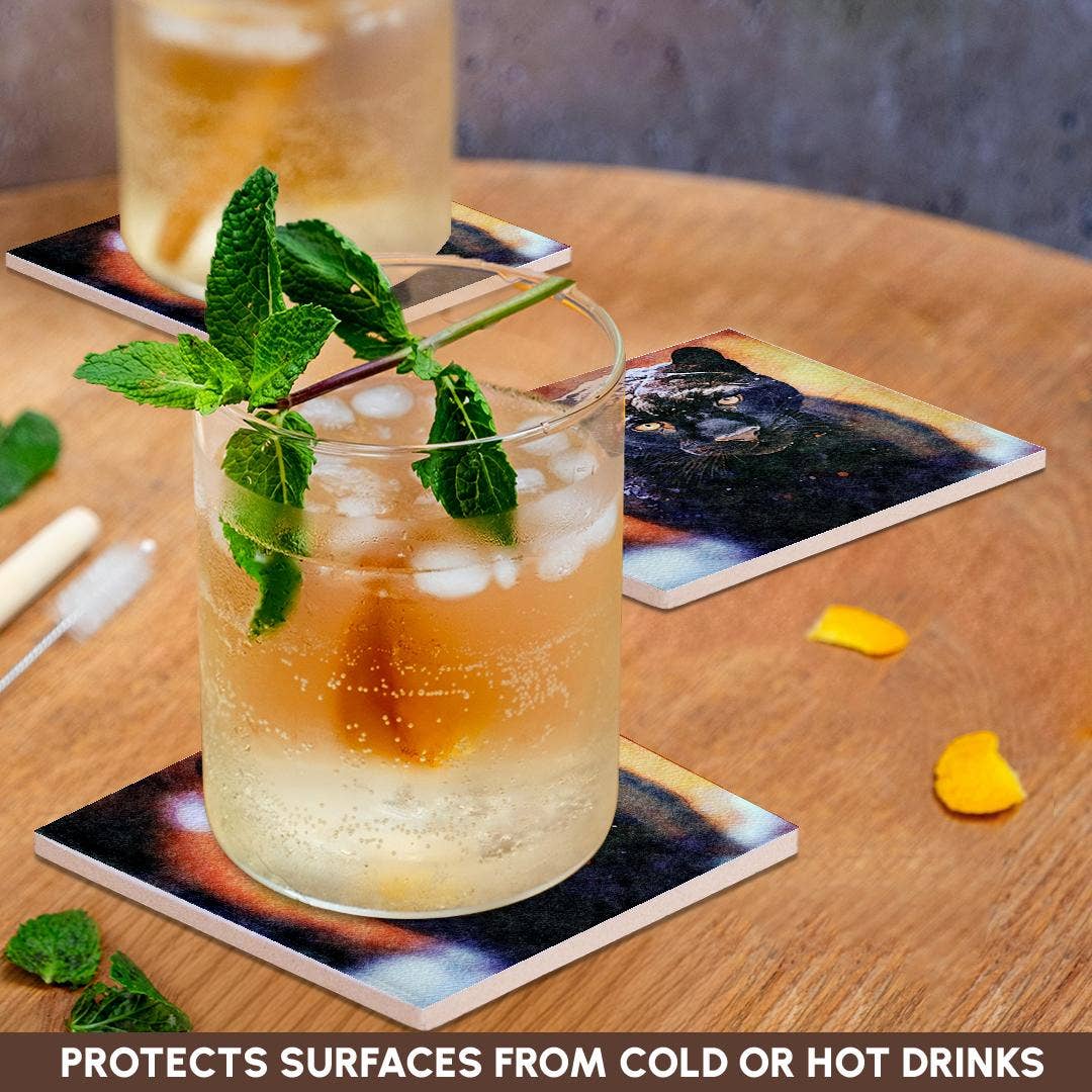 3dRose - Wholesale Coasters - 3dRose, Panther With Snow On His Head Image Of Watercolor Painting, Coaster2