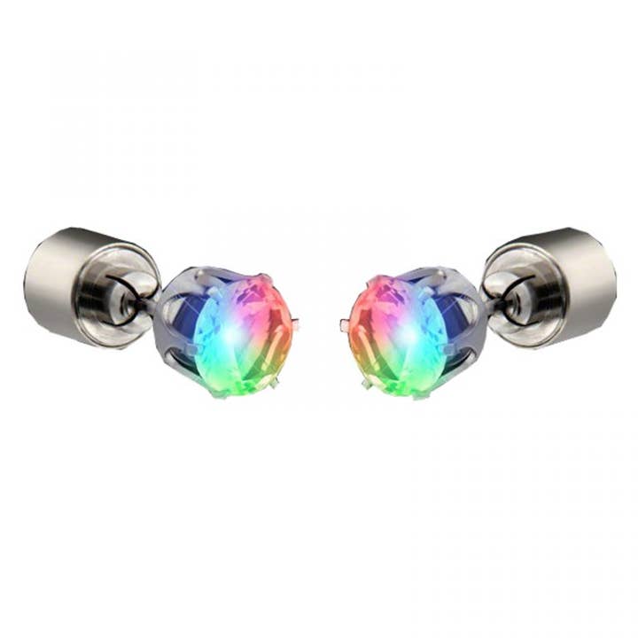 LED Faux Diamond Pierced Earrings Multicolor for wholesale by Blinkee.com, LLC