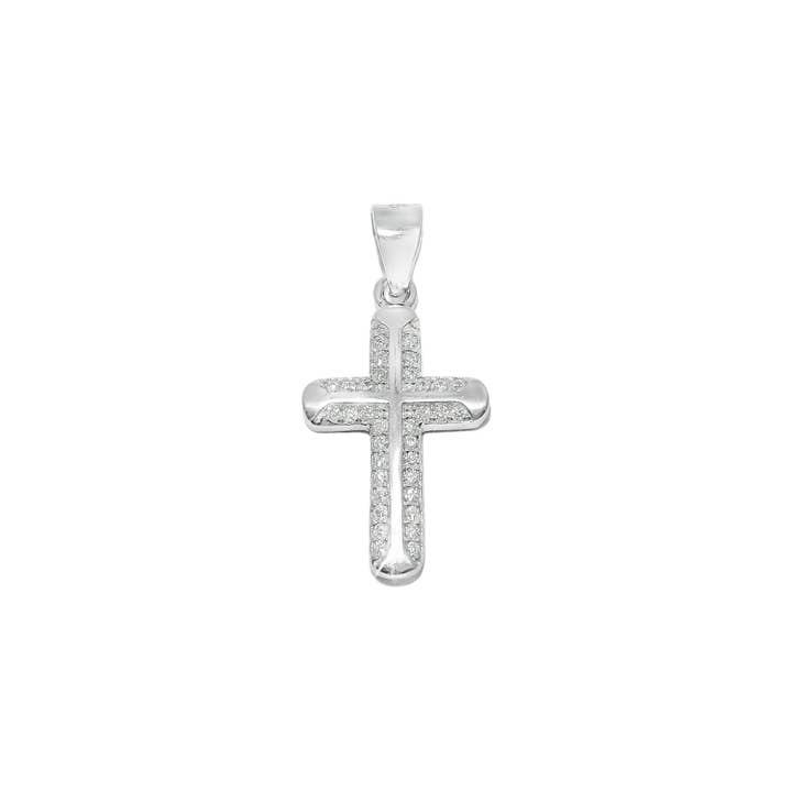 Ciondolo a croce in argento Sterling CZ per la vendita all'ingrosso da parte di Atlanta Jewelers Supply