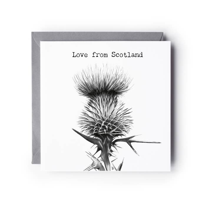 Thistle Love from Scotland Greeting Card - Scottish Card for wholesale by Libra Fine Arts