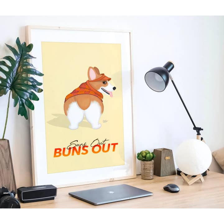 Laura Bergsma Studio - Wholesale Art Print - Corgi Dog Art Print, Suns Out Buns Out8