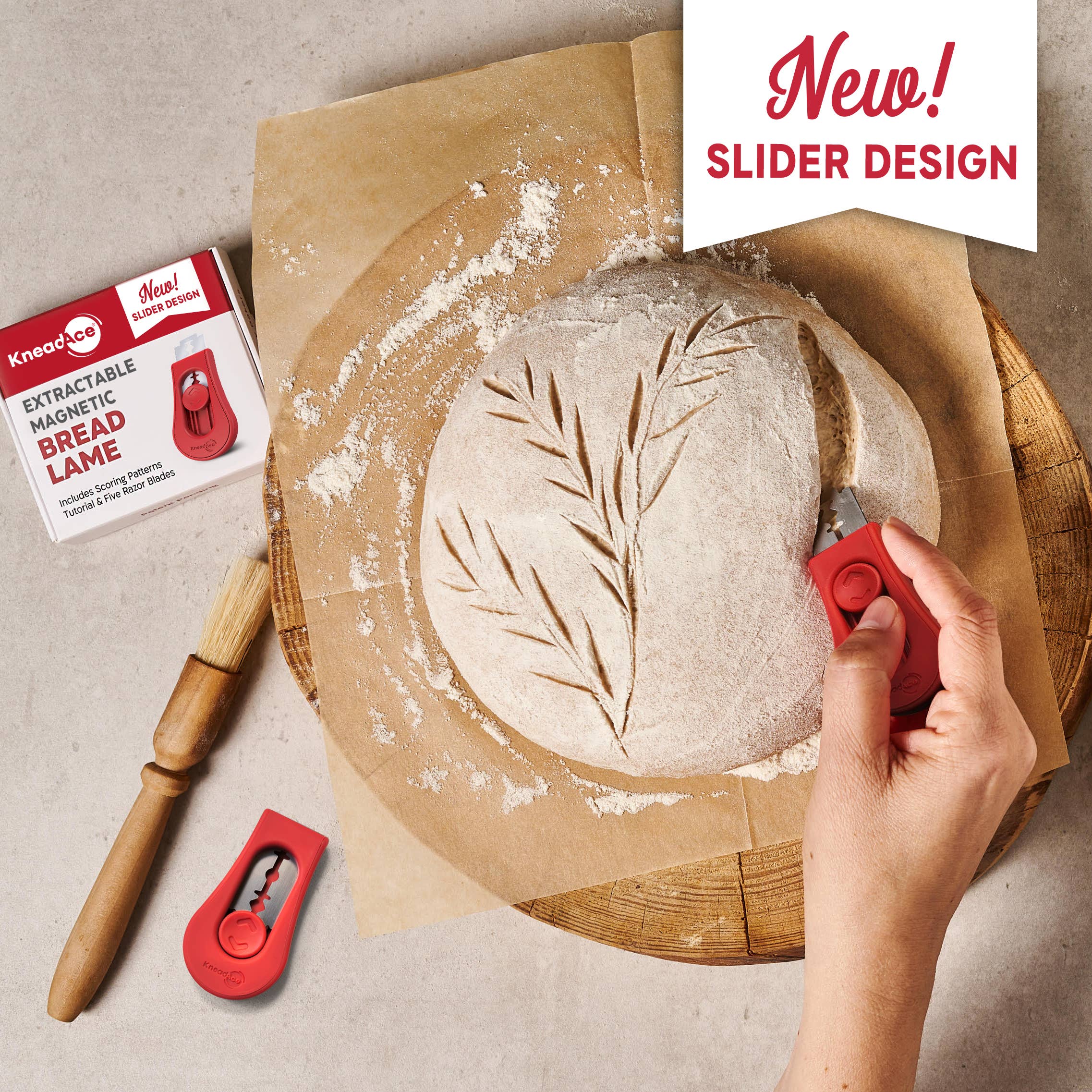 KneadAce – wholesale Kitchen tool/gadget – KneadAce PRO Sourdough Kit: 34oz Jar-Baskets-Bread Lame 8