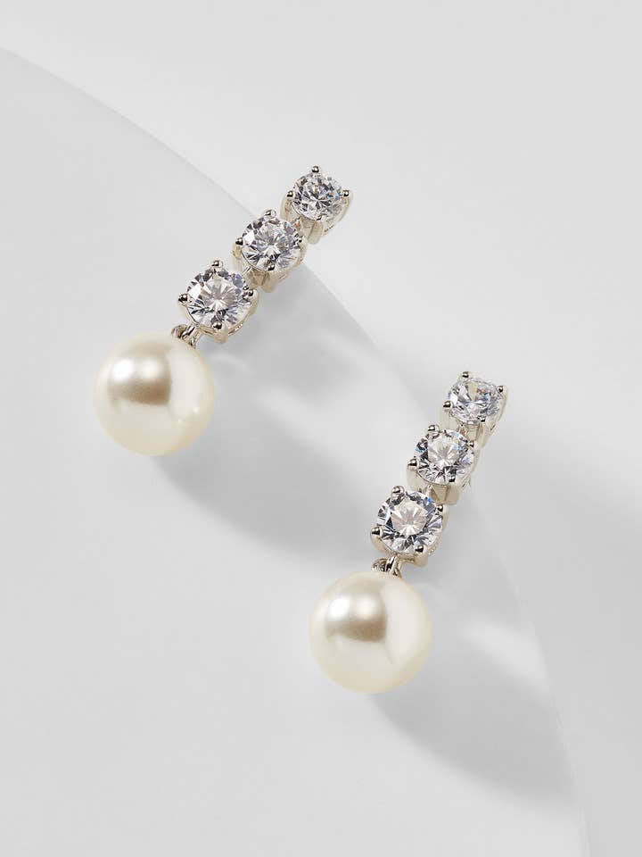 CAMILA PEARL AND CZ DROP EARRINGS for wholesale by NADRI