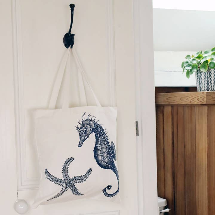 Cream Cornwall - Wholesale Tote Bag - Unisex - Seahorse & Starfish Tote Bag