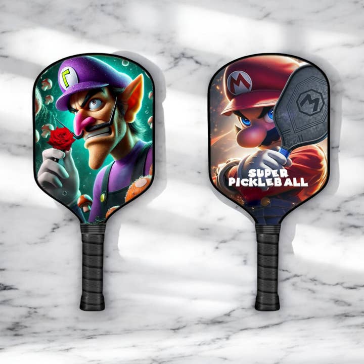 Waluigi - Fratelli Mario - Racchetta da pickleball per la vendita all'ingrosso da parte di The Mad Pickler