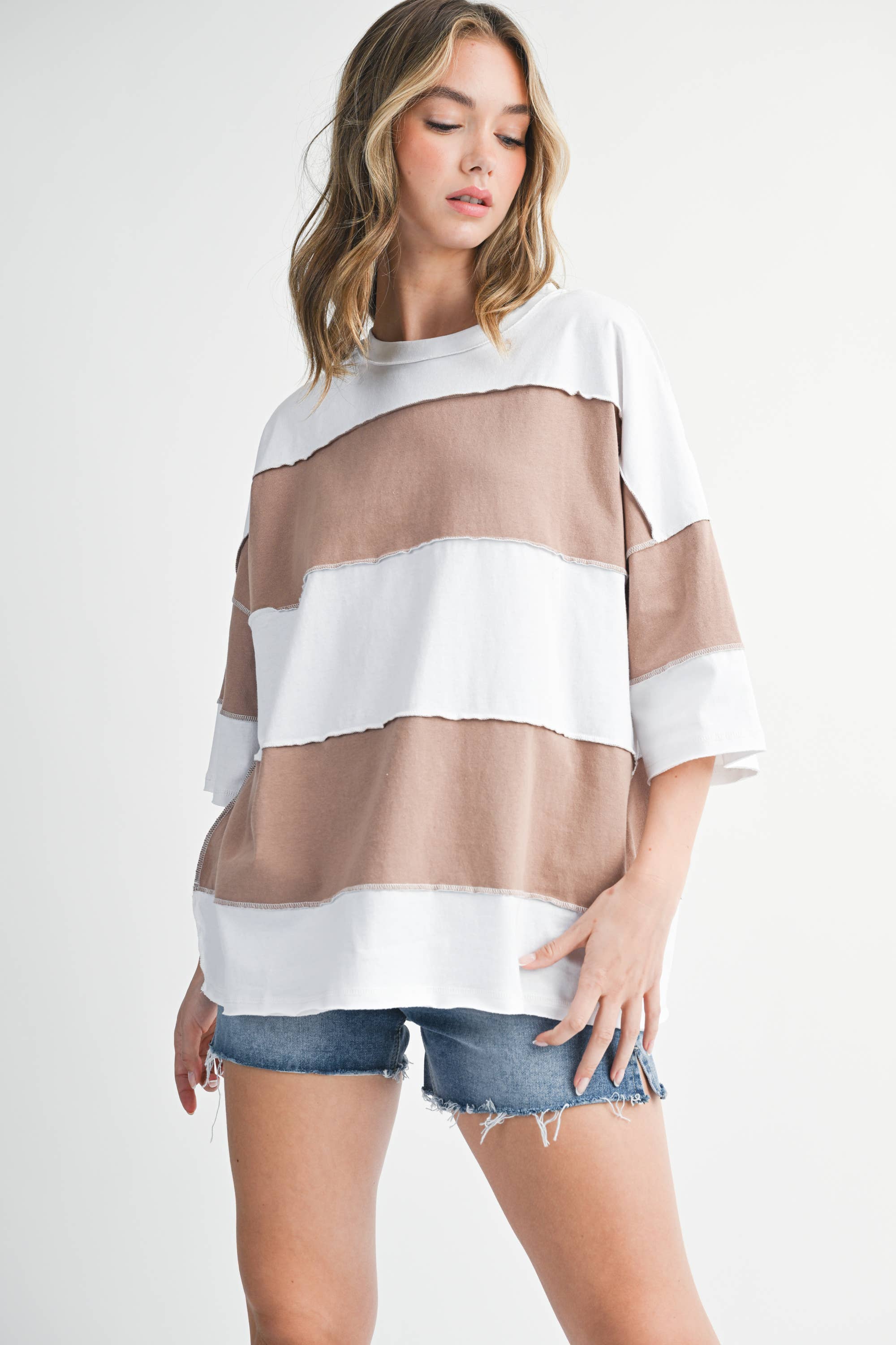 AEMI + CO - Wholesale Knit Top - Women's - 8417FN Polly Color Block Top44