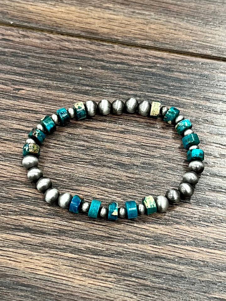 711511, Handmade Navajo Gemstone Stretch Bracelet for wholesale by ISAC Trading Inc