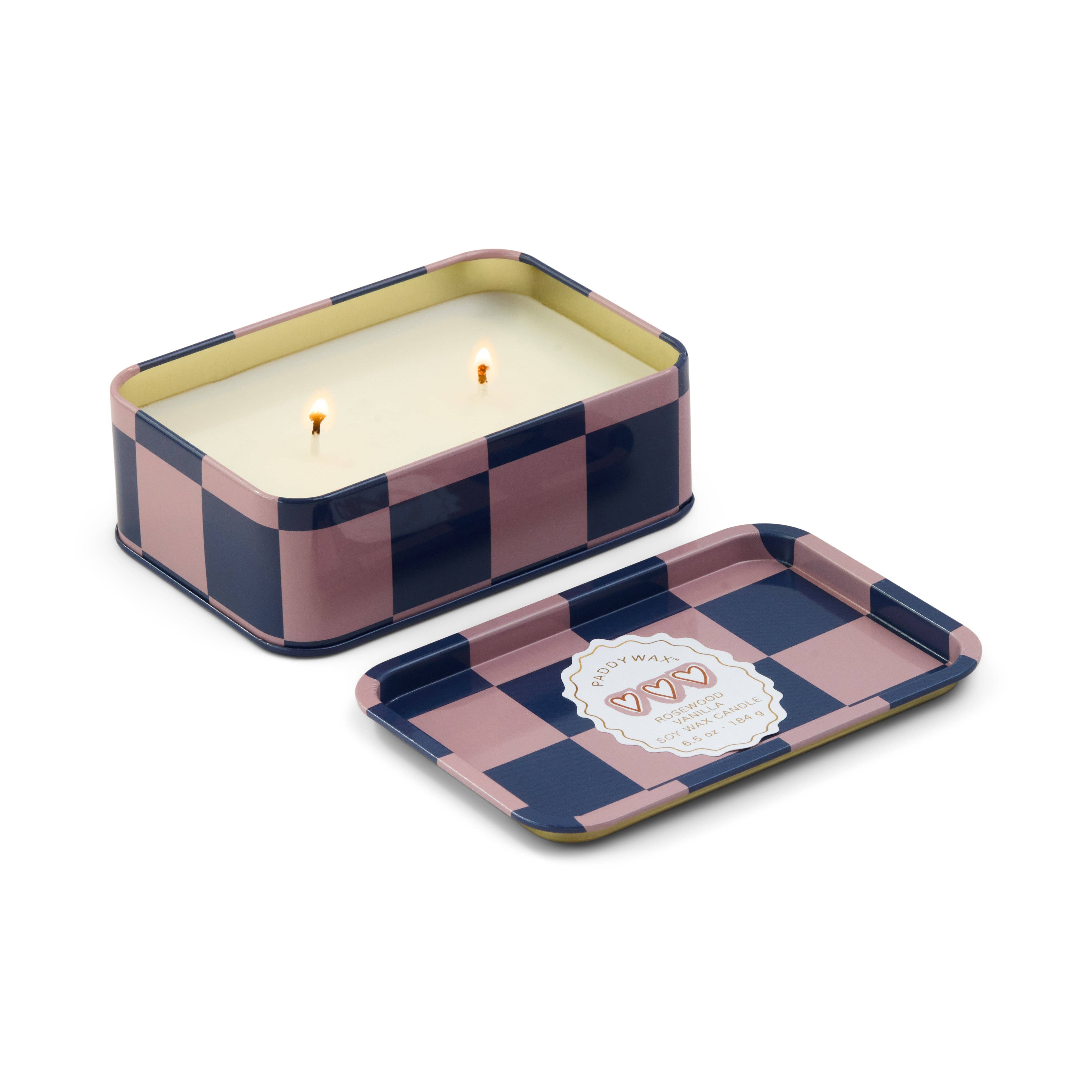 Designworks Collective – wholesale Travel candles – A Dopo 6oz/184g Hearts Printed Tin Candle - Rosewood Vanilla1