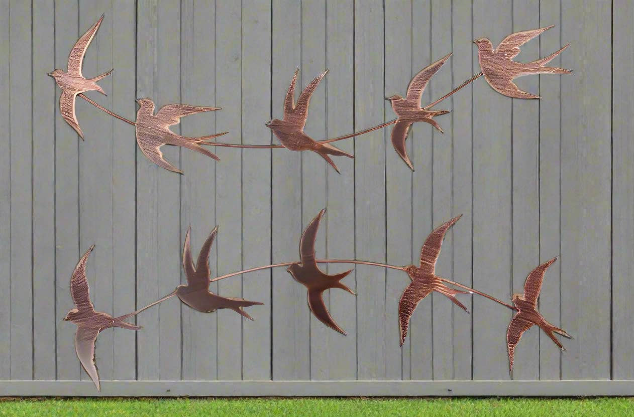 Marissa's Gifts - Venta al por mayor Papel pintado 3D - Arte de pared de golondrina en vuelo de metal de bronce hecho a mano para jardín/interior/exterior.8