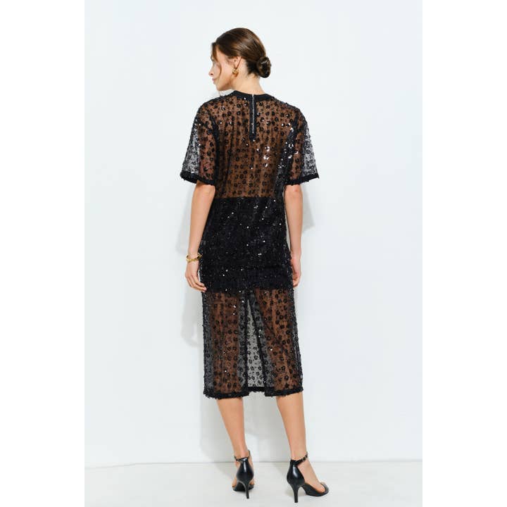 INA - Wholesale Skirt - Women's - Floral Sequin Embroidered Mesh Midi Skirt5