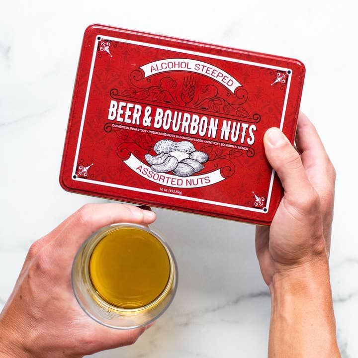 Sugar Plum Chocolates - Wholesale Nuts - Beer & Bourbon Liquor Nuts Gift Tin - 16 Oz.5