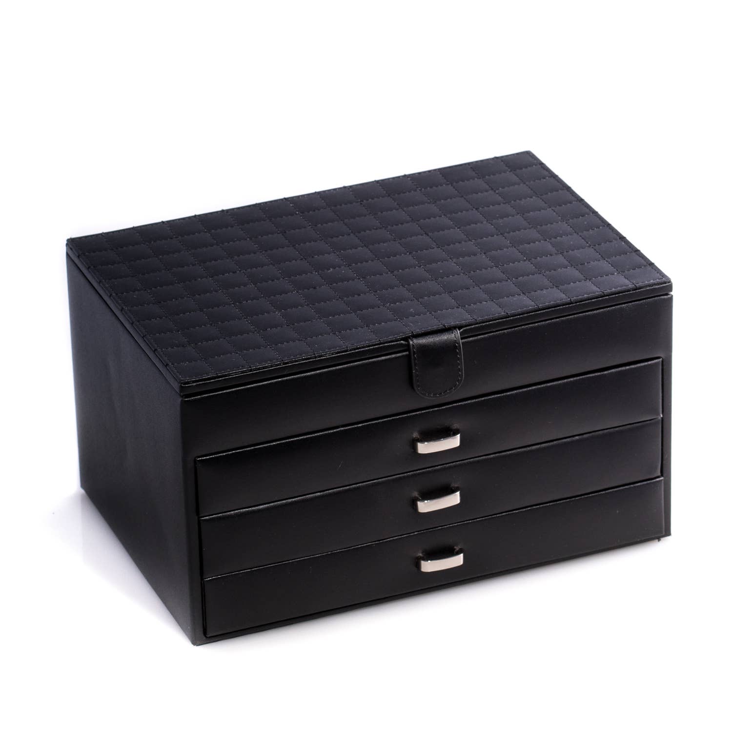 BeyBerk International - Wholesale Jewelry Box/Organizer - 4 Level Black Leather Jewelry Box2