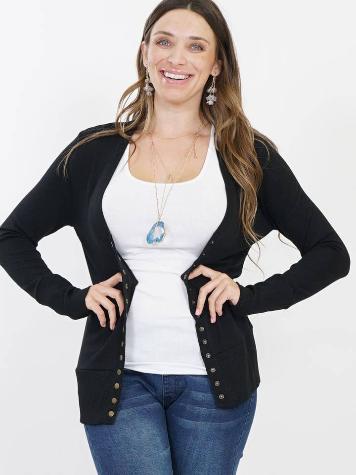 42POPS - Wholesale Cardigan - Women's - '.Plus size Snap button Cardigan As Shown