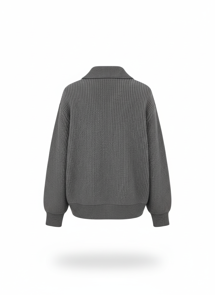 CCIC New York - Vente Cardigan – femme - Cardigan en maille à col polo, coupe ample à double boutonnage3