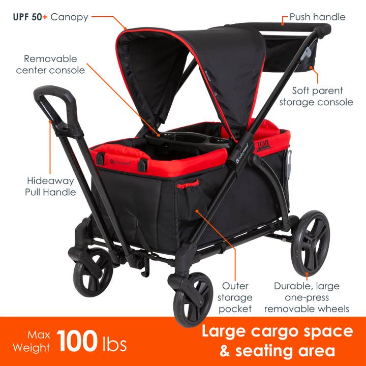Baby Trend - Wholesale Stroller - Baby - Tour 2-in-1 Stroller Wagon - Mars Red (Walmart Exclusive)14