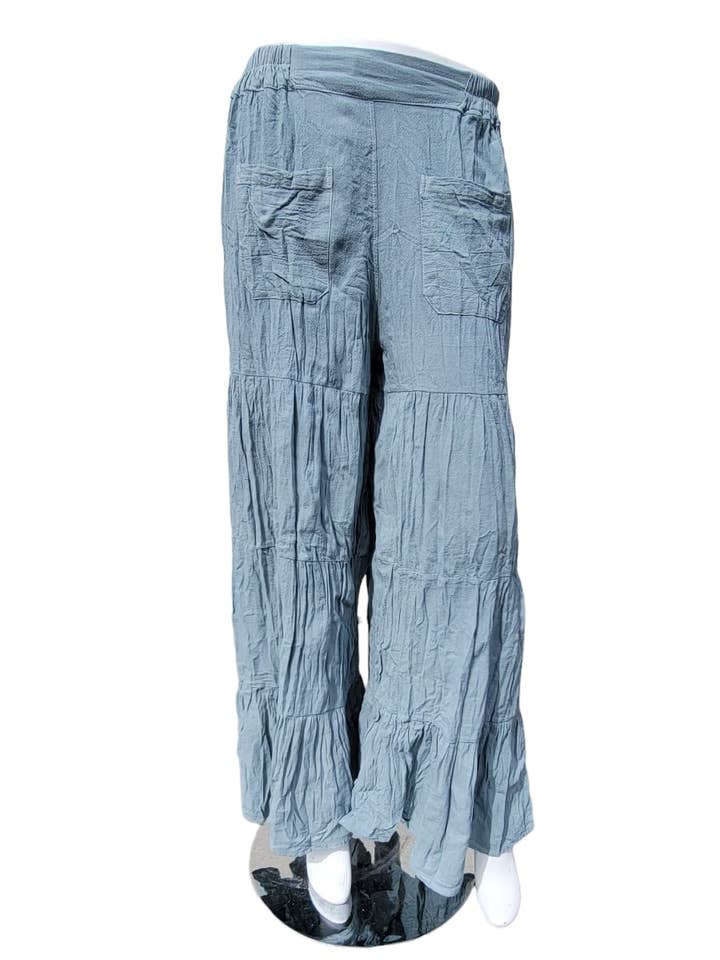 Pantalon en coton froissé TT-227 gris aqua pour la vente par Evergreen Guardian Imports