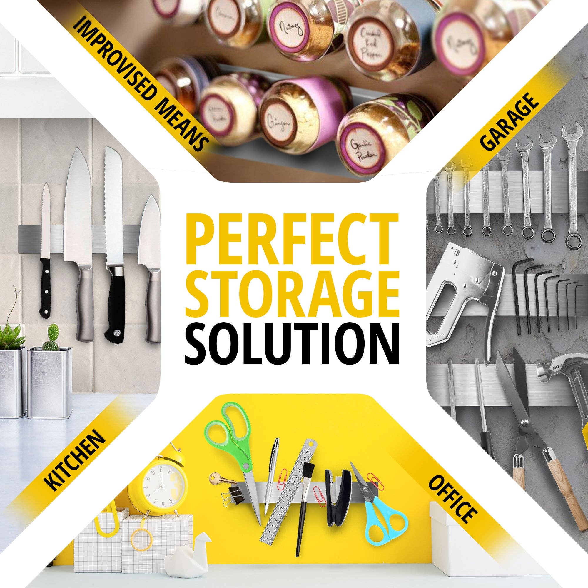 X-bet MAGNET - Vente Rangement pour couteaux - Bande magnétique pour couteaux 12 pouces avec adhésif — Porte-couteau magnétique pour mur sans vis6