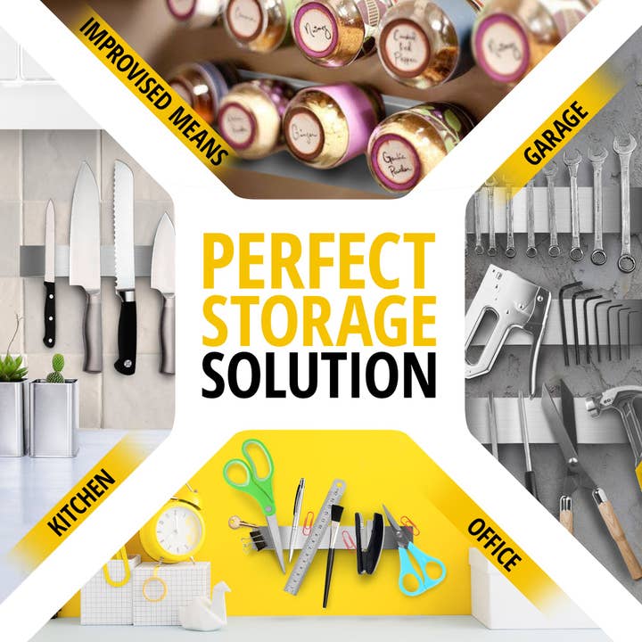 X-bet MAGNET - Vente Rangement pour couteaux - Bande magnétique pour couteaux 12 pouces avec adhésif — Porte-couteau magnétique pour mur sans vis6