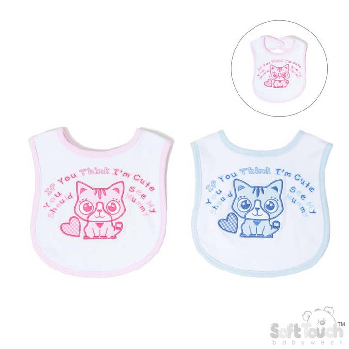 Gesticktes Lätzchen: Katze - P3575 für den Großhandel von Soft Touch