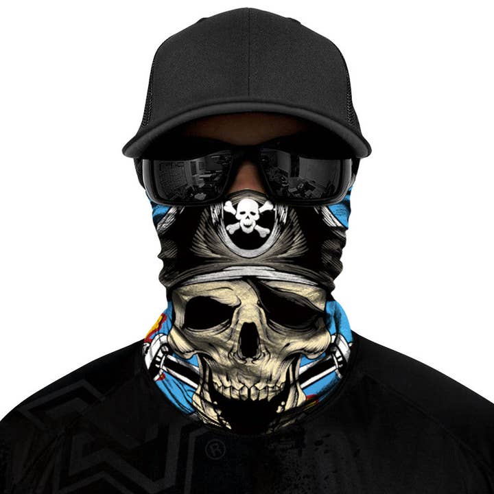Capiche - Wholesale Protective Face Mask/Shield - Treasure Map Biker Mask - Blue4