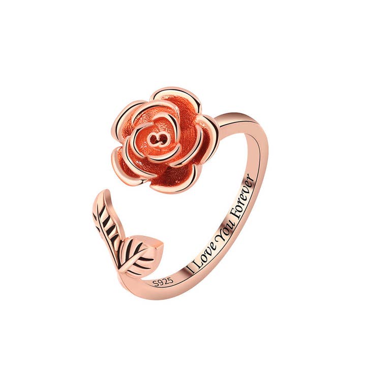 Perimade & Co. LLC - Wholesale Multi-Stone Ring - Rose Flower Anxiety Fidget Spinner Ring in Solid Copper5