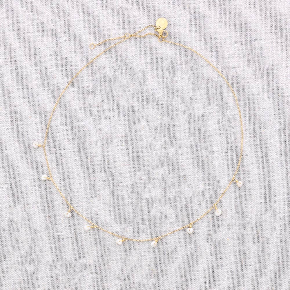 Sonata - Wholesale Kliksieraden - Stalen ketting met parelhangers0