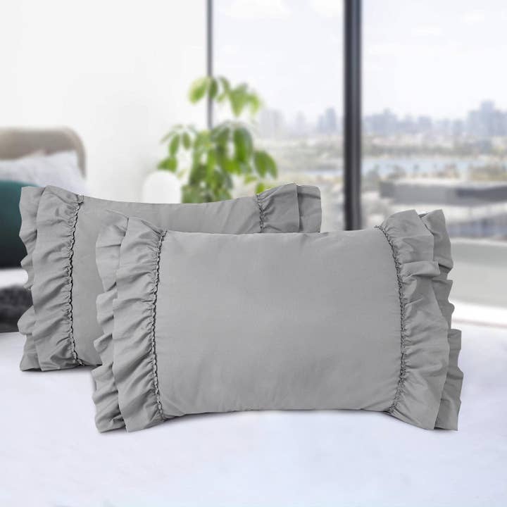 HIG - Wholesale Bedding Pillowcase/Sham - 2 Piece Handcraft Chic Ruffle French Country Pillow Shams