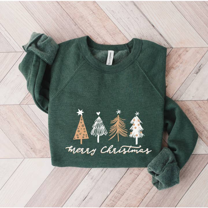 Shamaim - Venta al por mayor Sudadera estampada - Mujer - Jersey polar unisex MERRY CHRISTMAS with 4 Trees Graphic