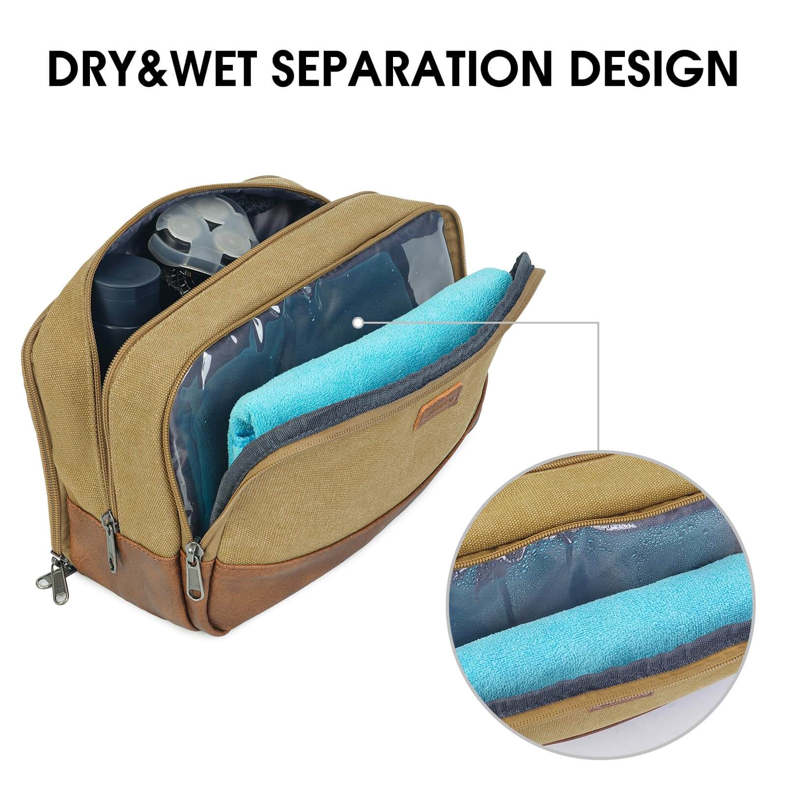 wandf - Wholesale Toiletry Bag - Men's - Canvas Travel Toiletry Shaving Bag Hanging Dopp Kit Unisex58
